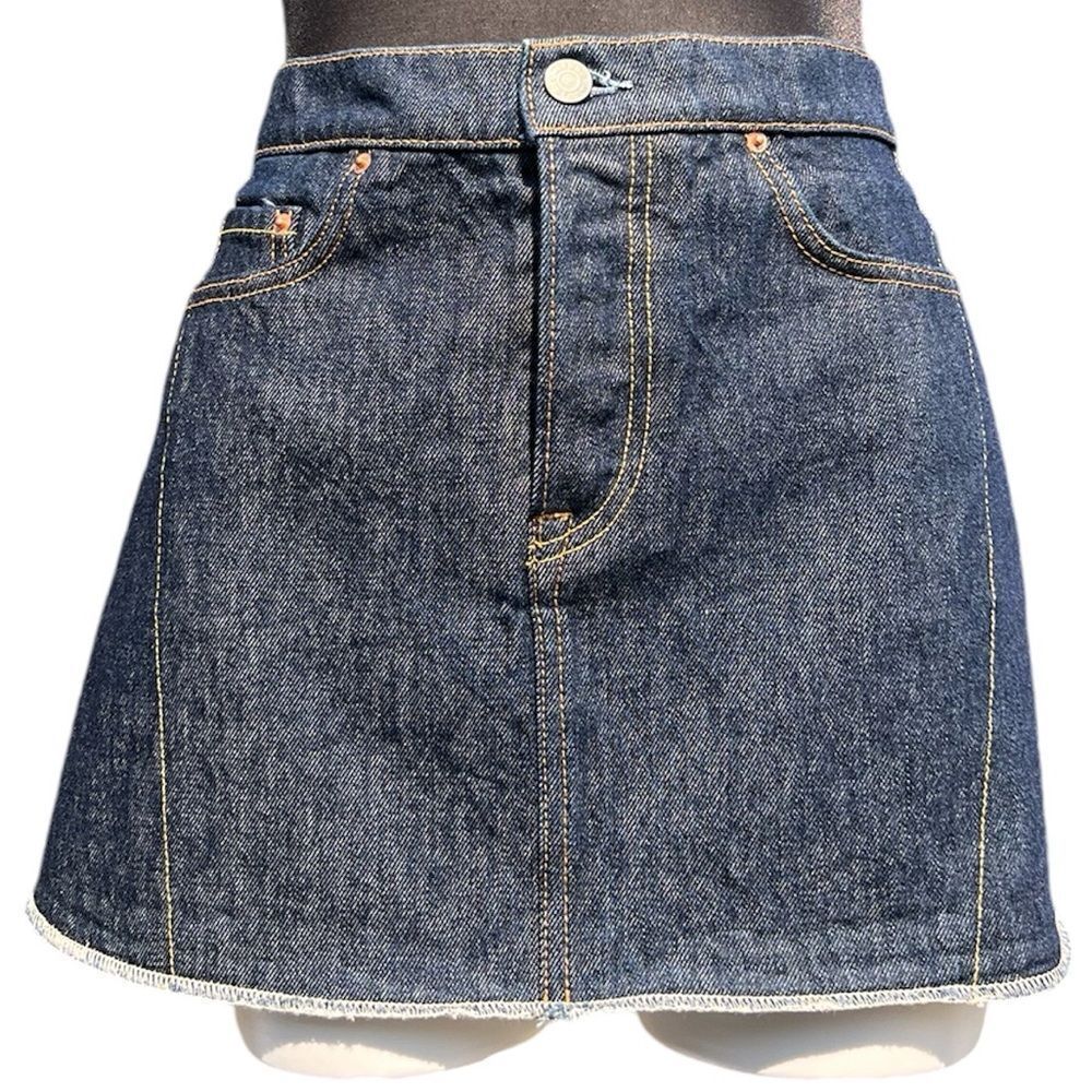 GRLFRND Claudia Jean Mini Skirt Sample Denim Dark Wash Jean Mini Skirt Size 26